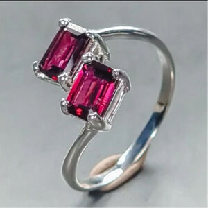 Natural Rhodolite Ring 925 Sterling Silver Size 6